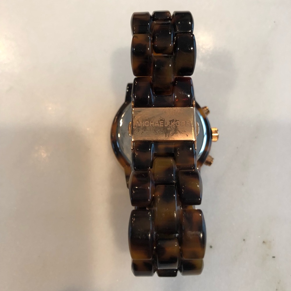 Tortoise Shell Michael Kors Watch With Rhinestone - image 4